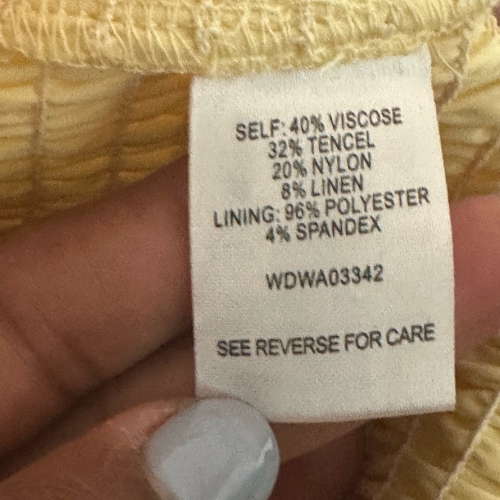 LOST + WANDER Yellow Mini Smock Dress With Ruffled Hem - Picture 9 of 9